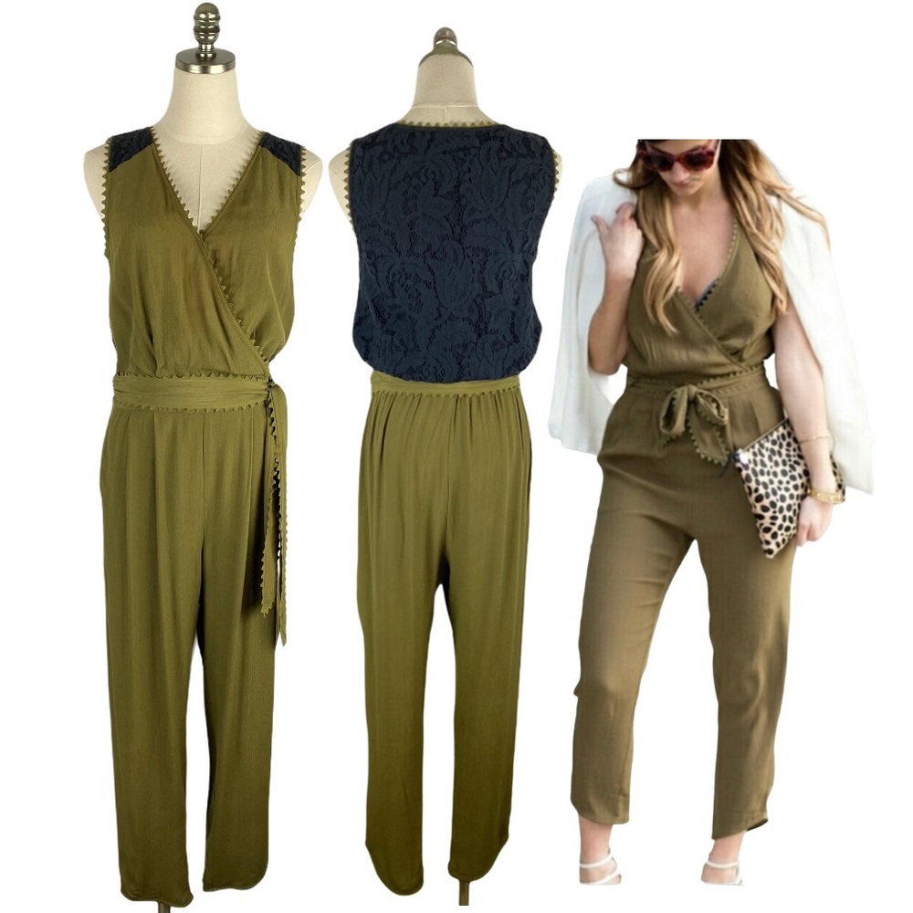 Anthropologie Leifsdottir Sani Olive Lace Jumpsuit